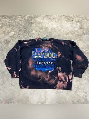 Vintage 1994 Big Dogs Scenery Never Changes Motivation Blue Large Sweater Dye